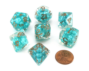 MDG Dice: Pear Teal w/ Copper 7 Set